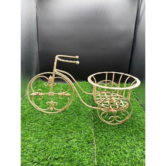 Decorative Ivory Metal Tricycle Planter - Picture 6 of 8